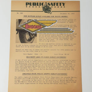 ORIG HARLEY 1933 PUBLIC SAFETY BULLETIN (NEW POLICE MUFFLER OUTLET)-KNUCKLEHEAD