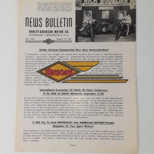 ORIGINAL HARLEY DEALER 1947 NEWS BULLETIN #1039 – KNUCKLEHEAD