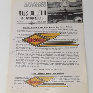 ORIGINAL HARLEY DEALER 1946 NEWS BULLETIN #1017 – KNUCKLEHEAD