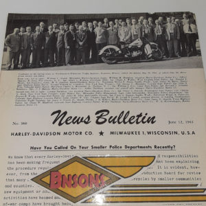 ORIGINAL HARLEY DEALER 1944 NEWS BULLETIN #960 – KNUCKLEHEAD