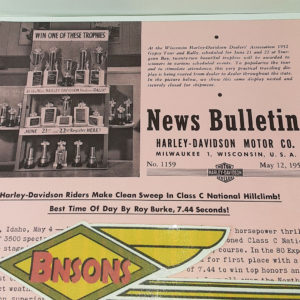 ORIGINAL HARLEY DEALER 1952 NEWS BULLETIN #1159 – PANHEAD, KNUCKLEHEAD