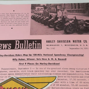 ORIGINAL HARLEY DEALER 1951 NEWS BULLETIN #1142 – PANHEAD, KNUCKLEHEAD