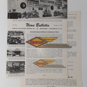 ORIGINAL HARLEY DEALER 1949 NEWS BULLETIN #1094 – PANHEAD, KNUCKLEHEAD