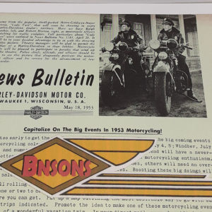 ORIGINAL HARLEY DEALER 1953 NEWS BULLETIN #1180 – PANHEAD, KNUCKLEHEAD