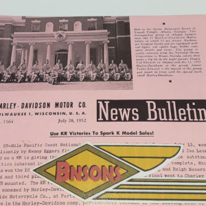 ORIGINAL HARLEY DEALER 1952 NEWS BULLETIN #1164 – PANHEAD, KNUCKLEHEAD