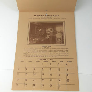 Vintage 1975 Hoosier Historical Calendar