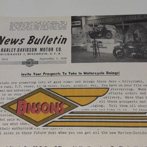 ORIGINAL HARLEY DEALER 1946 NEWS BULLETIN #1014 – KNUCKLEHEAD