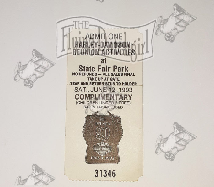 Original 1993 Harley-Davidson 90th Anniversary Reunion Activities Ticket