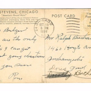 Vintage Postcard – 1938  “The Stevens Hotel”  Chicago, Ill.