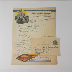 ORIGINAL HARLEY 1946 DEALER LETTERHEAD (OTTAWA H-D SALES) – KNUCKLEHEAD