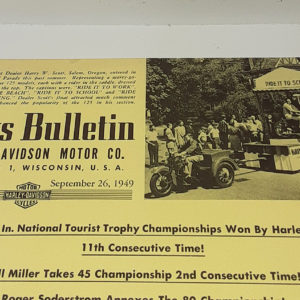 ORIGINAL HARLEY DEALER 1949 NEWS BULLETIN #1092 – PANHEAD, KNUCKLEHEAD