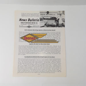 ORIGINAL HARLEY DEALER 1948 NEWS BULLETIN #1056 – PANHEAD, KNUCKLEHEAD