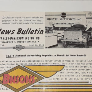 ORIGINAL HARLEY DEALER 1948 NEWS BULLETIN #1056 – PANHEAD, KNUCKLEHEAD