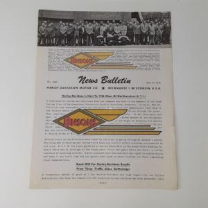 ORIGINAL HARLEY DEALER 1946 NEWS BULLETIN #1009 – KNUCKLEHEAD