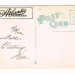 Vintage Postcard – 1922  “Hotel Atlantic”  Chicago, Ill.