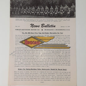 ORIGINAL HARLEY DEALER 1945 NEWS BULLETIN #975 – KNUCKLEHEAD