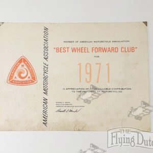 Vintage Original 1971 AMA “Best Wheel Forward” Certificate