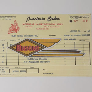 ORIGINAL  HARLEY DEALER PURCHASE ORDER (PERIOD ACCY)- KNUCKLEHEAD