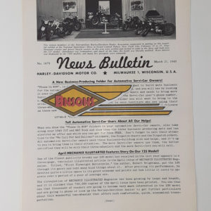 ORIGINAL HARLEY DEALER 1949 NEWS BULLETIN #1079 – PANHEAD, KNUCKLEHEAD