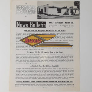 ORIGINAL HARLEY DEALER 1948 NEWS BULLETIN #1051 – PANHEAD, KNUCKLEHEAD