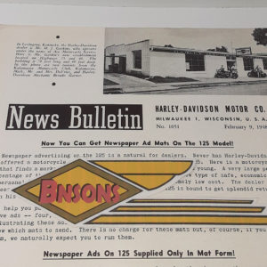 ORIGINAL HARLEY DEALER 1948 NEWS BULLETIN #1051 – PANHEAD, KNUCKLEHEAD