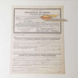 ORIGINAL HARLEY FACTORY 1940 “CERTIFCATE OF ORIGIN” 40 ULH 32** – KNUCKLEHEAD