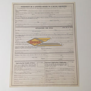 ORIGINAL HARLEY FACTORY 1940 “CERTIFCATE OF ORIGIN” 40 ULH 32** – KNUCKLEHEAD