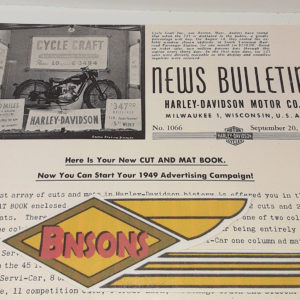 ORIGINAL HARLEY DEALER 1948 NEWS BULLETIN #1066 – PANHEAD, KNUCKLEHEAD