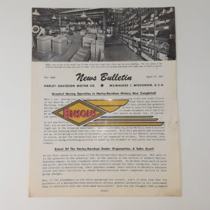 ORIGINAL HARLEY DEALER 1947 NEWS BULLETIN #1030 – KNUCKLEHEAD