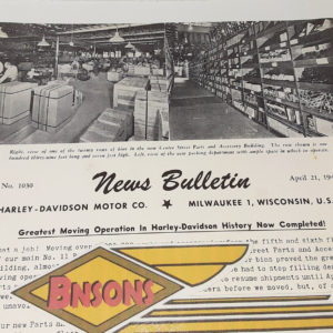 ORIGINAL HARLEY DEALER 1947 NEWS BULLETIN #1030 – KNUCKLEHEAD