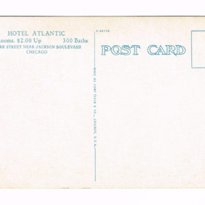 Vintage Postcard – 1930’s  “Hotel Atlantic”  Chicago, Ill.