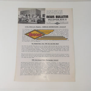 ORIGINAL HARLEY DEALER 1946 NEWS BULLETIN #1018 – KNUCKLEHEAD