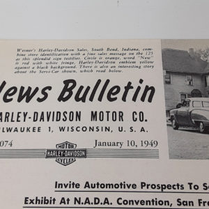 ORIGINAL HARLEY DEALER 1949 NEWS BULLETIN #1074 – PANHEAD, KNUCKLEHEAD