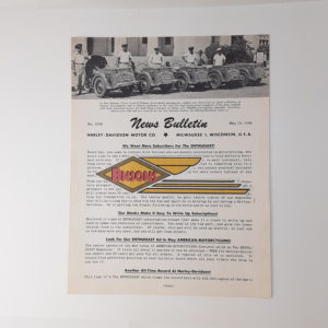 ORIGINAL HARLEY DEALER 1948 NEWS BULLETIN #1058 – PANHEAD, KNUCKLEHEAD