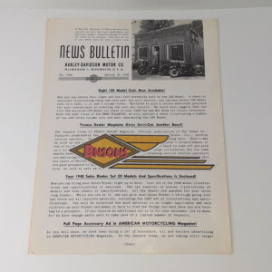 ORIGINAL HARLEY DEALER 1948 NEWS BULLETIN #1050 – PANHEAD, KNUCKLEHEAD