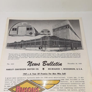 ORIGINAL HARLEY DEALER 1946 NEWS BULLETIN #1022 – KNUCKLEHEAD