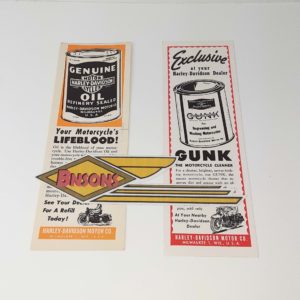 NOS ORIGINAL HARLEY OIL AND GUNK FLYERS – PANHEAD, KNUCKLEHEAD