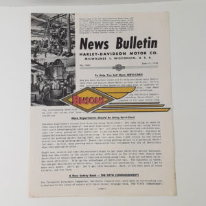 ORIGINAL HARLEY DEALER 1948 NEWS BULLETIN #1060 – PANHEAD, KNUCKLEHEAD