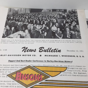 ORIGINAL HARLEY DEALER 1951 NEWS BULLETIN #1148 – PANHEAD, KNUCKLEHEAD