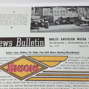 ORIGINAL HARLEY DEALER 1952 NEWS BULLETIN #1158 – PANHEAD, KNUCKLEHEAD