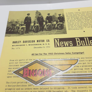 ORIGINAL HARLEY DEALER 1952 NEWS BULLETIN #1174 – PANHEAD, KNUCKLEHEAD