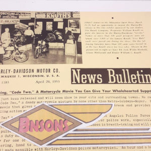 ORIGINAL HARLEY DEALER 1953 NEWS BULLETIN #1183 – PANHEAD, KNUCKLEHEAD