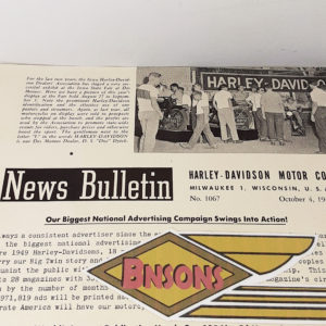 ORIGINAL HARLEY DEALER 1948 NEWS BULLETIN #1067 – PANHEAD, KNUCKLEHEAD