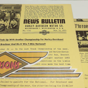 ORIGINAL HARLEY DEALER 1953 NEWS BULLETIN #1192 – PANHEAD, KNUCKLEHEAD