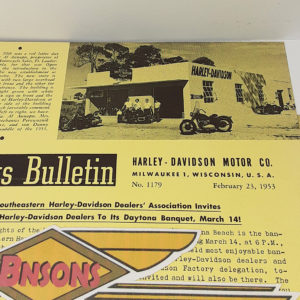 ORIGINAL HARLEY DEALER 1953 NEWS BULLETIN #1179 – PANHEAD, KNUCKLEHEAD