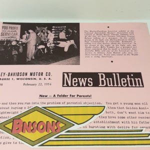 ORIGINAL HARLEY DEALER 1954 NEWS BULLETIN #1198 – PANHEAD, KNUCKLEHEAD