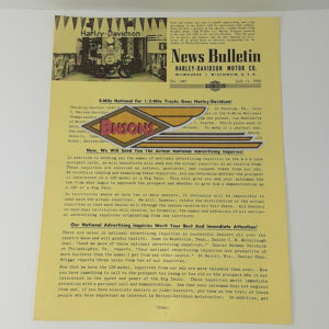 ORIGINAL HARLEY DEALER 1949 NEWS BULLETIN #1087 – PANHEAD, KNUCKLEHEAD