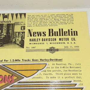 ORIGINAL HARLEY DEALER 1949 NEWS BULLETIN #1087 – PANHEAD, KNUCKLEHEAD