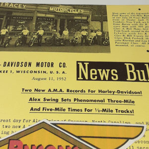 ORIGINAL HARLEY DEALER 1952 NEWS BULLETIN #1165 PANHEAD, KNUCKLEHEAD