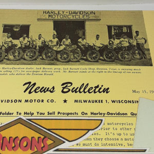 ORIGINAL HARLEY DEALER 1950 NEWS BULLETIN #1108 PANHEAD, KNUCKLEHEAD